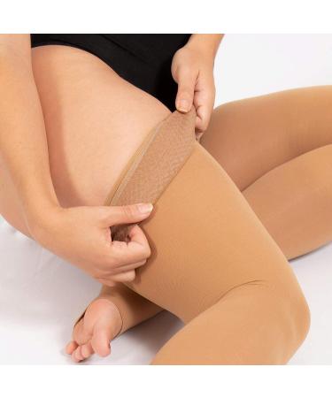 RIEMTEX PREMIUM Compression Stockings Class 2 CCL2 23-32 mmHg Open Toe Thigh Highs for Women & Men - Caramel Size 6 - International Shipping Available - Buy Online on GoSupps.com