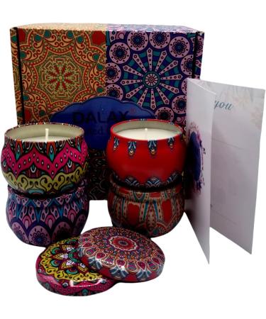 Dalax Large Size Scented Candles Gift Set - Natural Soy Wax Aromatherapy Candles for Women | Stress Relief & Portable Travel Tin | 8% Essential Oils - Buy Online on GoSupps.com