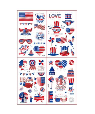 Eruclol 4th of July Temporary Tattoos (8 Sheets) - Red White and Blue Party Supplies for Independence Day Celebrations - Buy Online on GoSupps.com
