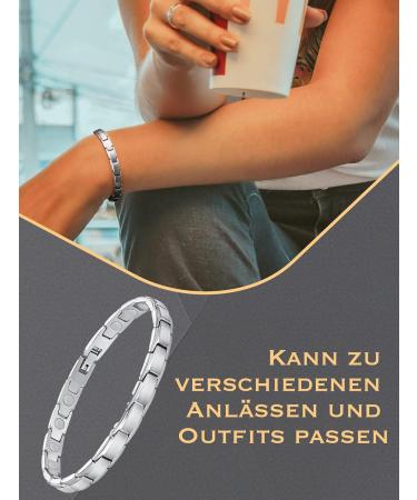 Jeracol Titanstahl Magnetic Hard Band for Women | Adjustable 3500 Gauss Magnetic Bracelet with Distance Tools | Silver Jewelry - Buy Online on GoSupps.com