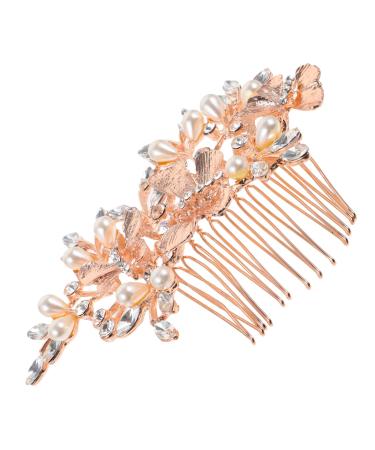 Angoily Prom Hair Accessories Crystal Hair Charms Bridal Hair Comb Wedding Hair Accessories Pearl Hair Accessories Crystal Hair Comb Tiara Rose Gold European and American Bridesmaid