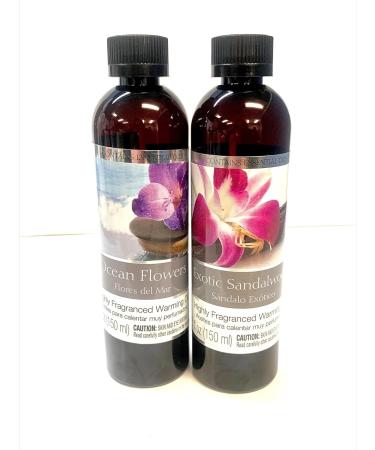 Hosley Set of 2 Assorted Fragrance Warming Oils - Exotic Sandalwood & Ocean Flowers | Spa Meditation Bathroom & Wellness Gift | 5oz Each - International Shipping - Buy Online on GoSupps.com
