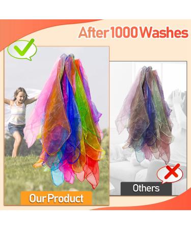 Auriikop Jongliertschen 16-Piece Colorful Chiffon Dance Towels - 60x60cm Multi-Colored Silk Square Scarves for Kids & Decorations - Buy Online on GoSupps.com