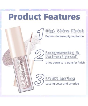 Shop HOSAILY 3Pcs Liquid Glitter Eyeshadow & Eyeliner Long-Lasting Korean Makeup with Sparkling Metallic Shimmer - International Shipping Available - Buy Online on GoSupps.com