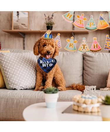 WLLHYF Dog Birthday Party Supplies Boy Dog Birthday Bandana Set with Cute Dog Bow Tie Dog Birthday Crown Hat with Numbers Small Medium Large Dogs(Blue) - Buy Online on GoSupps.com