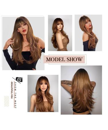 Nayasa Light Brown Wig for Women with Bangs | 24 Ombre Brown Synthetic Wig for Daily & Party Use - Buy Online on GoSupps.com