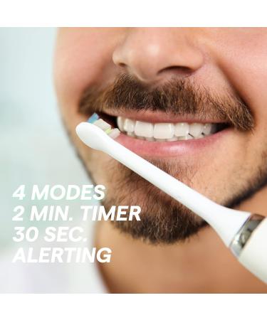 MOUTHARMOR Electric Sonic Toothbrush with Travel Case, 4 Brush Heads, Wireless Charging - White - Buy Online on GoSupps.com