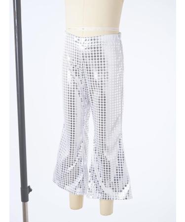 Aislor Girls Shiny Metallic Wide Leg Flare Trousers | Silver Dance Pants 9-10 Years - Buy Online on GoSupps.com