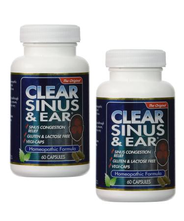 2Pack of Clear Products Clear Sinus and Ear - Homeopathic - no Gluten - 60 Vegi Capsules