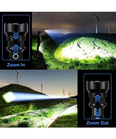 OMALIGHT Rechargeable 150000 Lumens XHP90.2 Tactical Flashlight | Zoomable, 5 Modes, IPX7 Waterproof | Super Bright for Emergencies & Camping - Buy Online on GoSupps.com