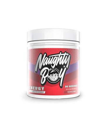 Naughty Boy High Energy Pre Workout Powder with Beta Alanine Citrulline & Caffeine Supplements for Men & Women Clinically Dosed Energy Drink- 390g/30 Servings (Tropical Punch)