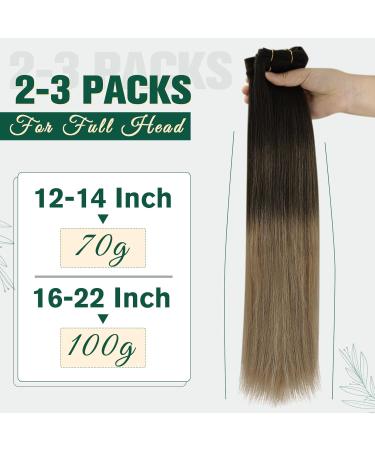 Runature Real Hair Balayage Sew-In Weft Extensions - Dark Brown Medium Brown & Ash Blonde Ombre - 50cm 20 Inch 100g #2/6/18 - Buy Online on GoSupps.com