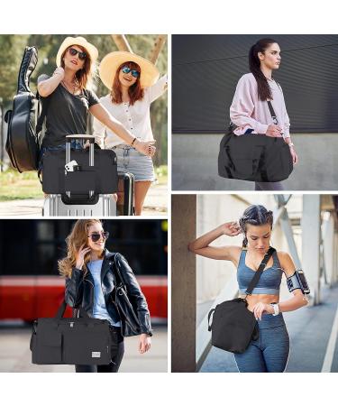 Womens Travel Gym Bag with Shoe Compartment - Large Capacity Weekender Duffel for Sport & Yoga - Black - Buy Online on GoSupps.com
