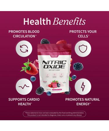Snap Supplements Nitric Oxide Beet Root Soft Chews + Nitric Oxide Booster Bundle 60 Sugar-Free Soft Chews + 90 Vegetarian Capsules - Buy Online on GoSupps.com