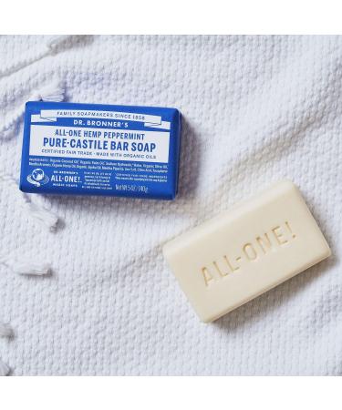 Dr. Bronner's Peppermint Pure-Castile Bar Soap - Organic, Fairtrade, Vegan - 140g Bar (1 Pack) - Buy Online on GoSupps.com