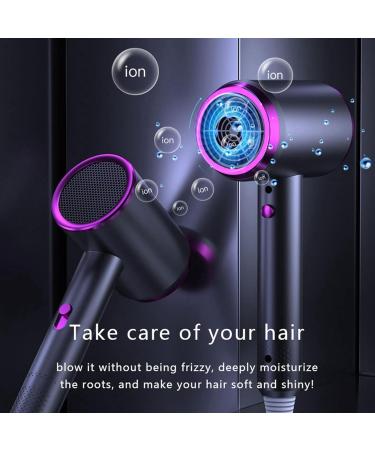 2024 New Portable Travel Hair Dryer 3 Temperatures Hair Dryer Lightweight Hair Dryer for House Wet and Dry Fast Speed Drying Quiet Blowdryer for Women Men for Home & Travel (Black Purple) - Buy Online on GoSupps.com