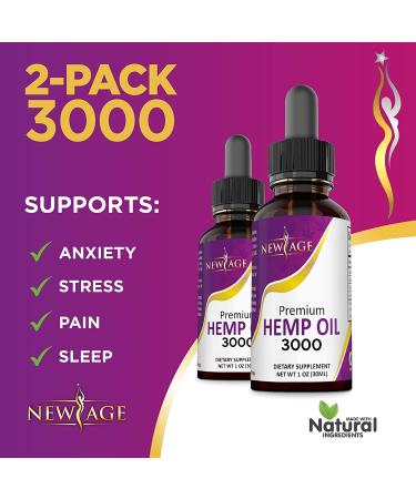 New Age Hemp Oil - 3000mg (Pack of 2) - All Natural, USA Grown & Made - Buy Online on GoSupps.com