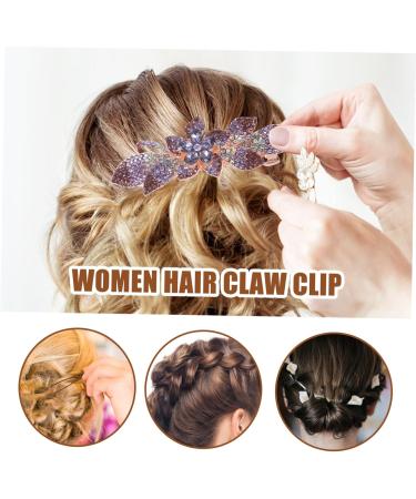 Ipetboom Rhinestone Hair Clip Metal Hair Clips for Women Wedding Hair Accessories Tiara Hair Barrettes for Women Thick Hair Spring Clip Purple Bride Rhinestones Temperament - Buy Online on GoSupps.com