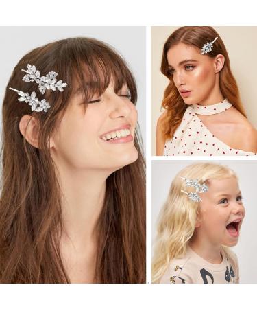 3-Piece Rhinestone Leaf Wedding Hair Clips - Elegant Bridal Accessories in Silver - Buy Online on GoSupps.com