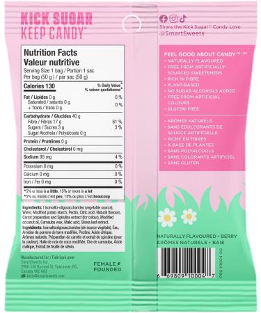 SmartSweets Berry Bunnies gummy Easter candy 50 gram pouches (pack of 14) - Buy Online on GoSupps.com