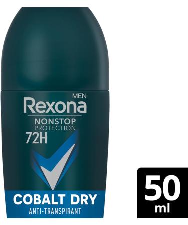 Rexona Men Nonstop Protection Cobalt Dry Antiperspirant Roll-On Deodorant with 72 Hour Protection Against Sweat and Body Odor 50ml (Pack of 6) - Buy Online on GoSupps.com
