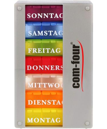 COM-FOUR 2x Drug Doser 7 Days - Medication Box for Morning Lunch Evening - Pill & Tablet Organizer - Weekly Dosing Solution in Black & Silver - Buy Online on GoSupps.com