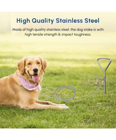 1Above_20ft(6m) heavy duty Dog stake and tie out cable with 16 Inch spiral ground stake Puppy pet Outdoor Tie Out Lead Leas - Buy Online on GoSupps.com