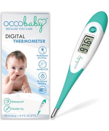 OCCObaby Clinical Digital Baby Thermometer - LCD, Flexible Tip, 10 Second Quick Accurate Fever Read Rectal Oral & Underarm Thermometer for Kids - Waterproof Baby Thermometer for Infants & Toddlers OCCOflex