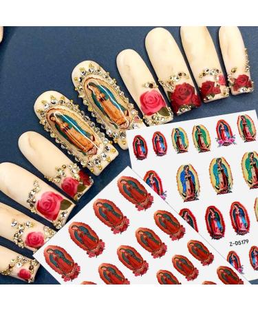 Religious Nail Stickers 3D San Judas Virgin Mary - 6 Sheets Self-Adhesive Nail Art Decals for Women, Girls & Kids - Religious Nail Decorations for DIY Manicure - Buy Online on GoSupps.com