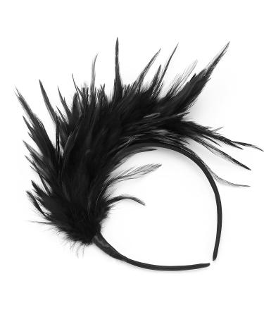 MWoot 20s Black Feather Headband | Vintage Fascinator Hair Accessory for Weddings & Parties - Buy Online on GoSupps.com