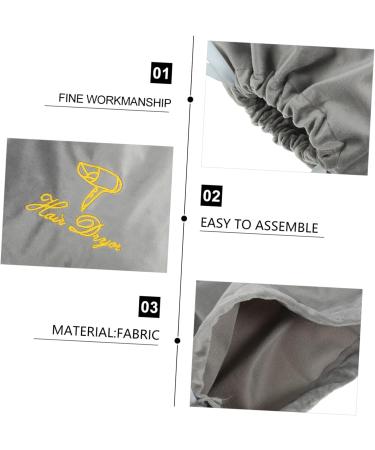 Healeved Fabric Hair Dryer Bag Drawstring Hair Dryer Travel Pouch Hair Dryer Storage Grey 30.00X25.00X0.50CM Grey - Buy Online on GoSupps.com