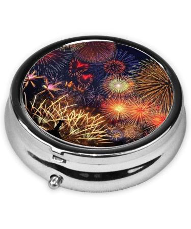 Fireworks Portable Round Pill Box - Lightweight Moisture-Proof Vitamin Organizer | International Shipping Available - Buy Online on GoSupps.com
