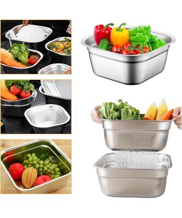 Wash Basin Dish Tub for Kitchen Sink Large Capacity Stainless Steel Basin with Rolled & Wide Edge Stackable Washing Basket for Fruit Kitchen No Drain Hole - Buy Online on GoSupps.com