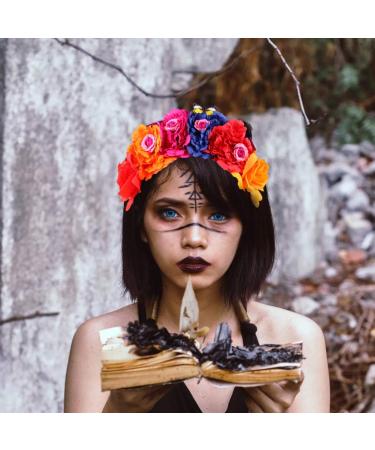Lurrose Halloween Flower Crown & Butterfly Hairband | Day of the Dead Headdresses for Women | Perfect for Halloween Parties & Cosplay - Buy Online on GoSupps.com