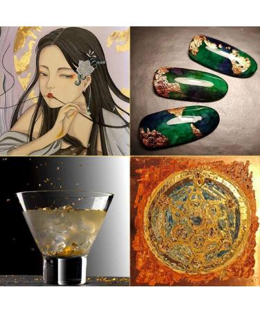 Nuobesty Glitter Powder Leaf - Gold & Silver Flakes for Nail Art Makeup Cakes - 2 Pieces - Buy Online on GoSupps.com