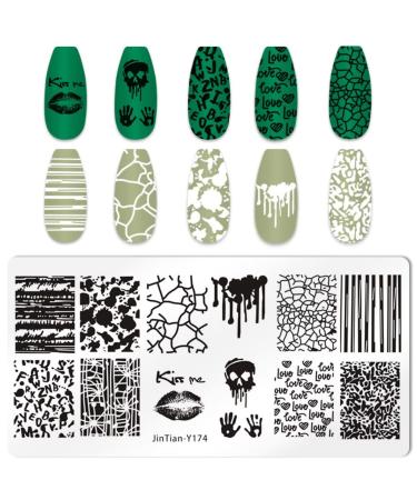 Runrayay Halloween Nail Stamp Plate Scare Theme Nails Art Stamping Stencils Nail Plate Template Image Stainless Steel Nail Art Tools Terrorist Series