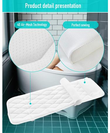 4D Air Mesh Bath Pillow with Neck and Shoulder Support - Spa Headrest for Ultimate Comfort and Relaxation | 6 Suction Cups for Women & Men - Buy Online on GoSupps.com