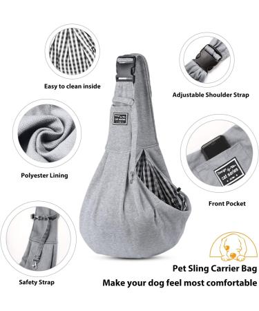 Petcute Sling Dog Carrier Bag for Small Dogs - Adjustable Padded Shoulder Strap & Safety Buckle - Front Pocket - Gray - Buy Online on GoSupps.com