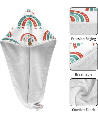 Creative Doodle Rainbow Dry Hair Cap Set | 2 Piece Quick Drying Towel & Button Headband - Super Absorbent Soft & Comfortable - Buy Online on GoSupps.com