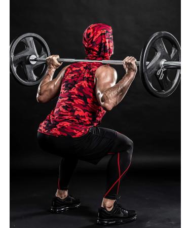 DRSKIN Men's Sleeveless Hooded Tank Tops - Pack of 2, Camo-Black Red - XX-Large - Buy Online on GoSupps.com