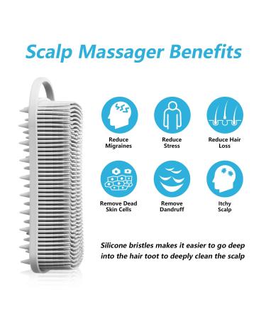 Exfoliating Silicone Body Scrubber and Hair Scalp Massager - 2-in-1 Bath Brush for Men, Women, and Babies - Gentle Skin Care - Easy to Clean - Lathers Nicely - Hygienic - Gray - Buy Online on GoSupps.com