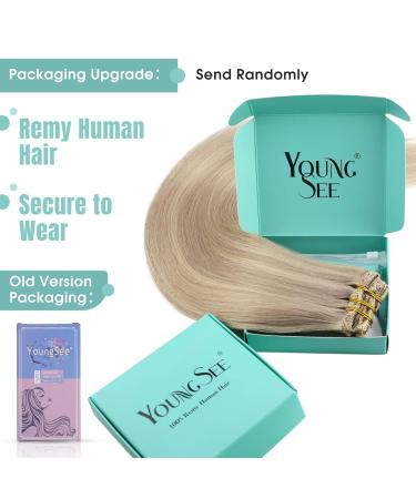Youngsee Clip-In Hair Extensions - 35cm Real Hair 120g - Ashblond & Platinum Highlights - 7 Pieces - Buy Online on GoSupps.com