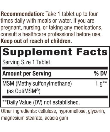 Nature's Way MSM 1000mg Tablets - 200 Count Pack | Joint Health Support - Buy Online on GoSupps.com