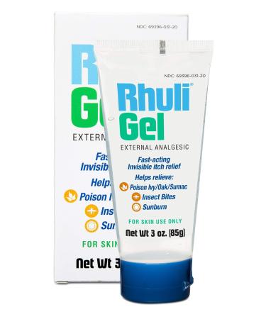 Rhuli Anti-Itch Gel - Analgesic Itch Treatment - Relief for Sunburn, Mosquitos, Bug Bites, Poison Ivy, Poison Oak, and More - Cooling Itch Stopping for Topical Skin Use - 3 Oz Tube