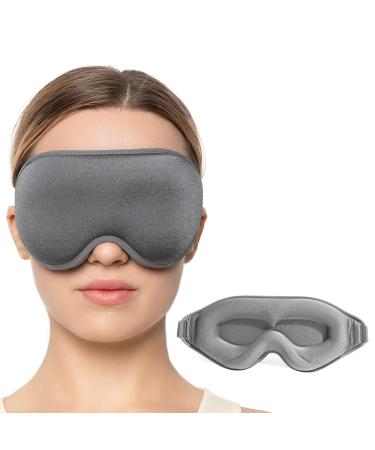 Eye Mask for Sleeping Blockout Light Sleep Masks for Women Men 3D Eyelash Protector Sleep Mask Blindfold Super Soft Eyeshade Cover with Adjustable Strap for Meditation Yoga Travel Napping (Gray)