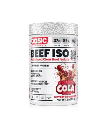 Hydrolyzed Clear Beef Isolate Protein Powder 27g Protein 9 Essential Amino Acids Fat-Free Dairy-Free Sugar-Free Latose-Free Supports Muscle Protein Synthesis Cherry Cola 2.02 Pound (Pack of 1)