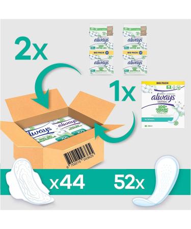 Always Ultra Binding Women s 100% Organic Cotton Pads & Panty Liners - Monthly Pack of 96 Pieces for Safe Protection - Buy Online on GoSupps.com