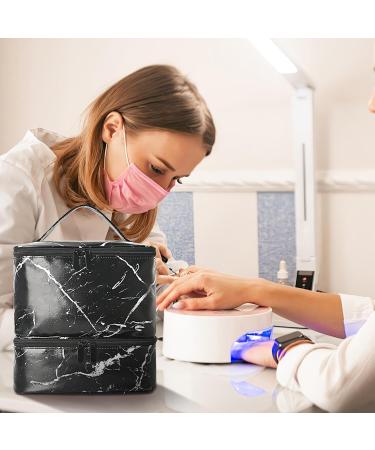 Nail Polish Bag Double-Layer Manicure Organizer Compact Nail Care Storage Flexible Lamp Supplies Case Lightweight Portable Travel Pouch for Families and Professionals Noir - Buy Online on GoSupps.com