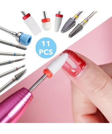 Homeet 11 Pcs Ceramic Nail Drill Bits 3/32 Inch Tungsten Alloy Professional Nail Drill Bits Safety Diamond Bits for Removing Gel Acrylic Cuticle Nail Drill for Manicure Pedicure Pack of 11 - Buy Online on GoSupps.com