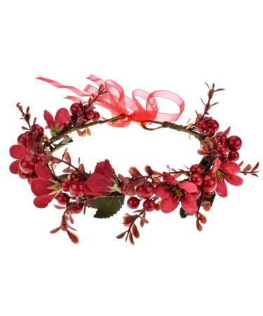 TOECWEGR Christmas Headband Flower Crown Floral Wreath Red Berry Pine Cone Crown Forest Woodland Wedding Halo (SD-A)